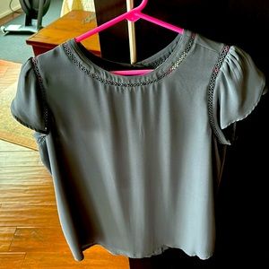Loft charcoal top with flutter sleeve. Size small.